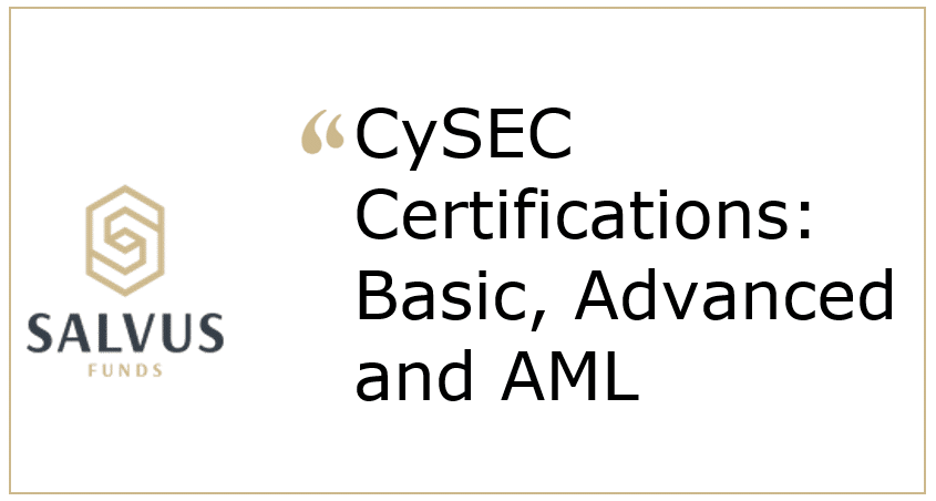 Cysec Certifications Basic Advanced And Aml Salvus Funds
